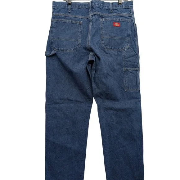 Dickies Carpenter Jeans Mens 36x32 Blue Denim Relaxed Fit Utility Work Pants - Picture 3 of 12